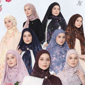 [Hessya] Camellia Scarf Series Motif Segiempat Voal